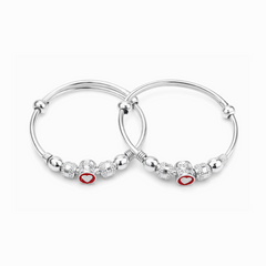 Silver Heart Charm Baby Kadas - Set of 2