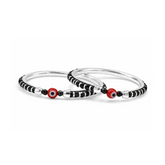 Silver Red Evil Eye Nazariya Baby Kadas - Set of 2