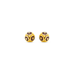 22K Gold White Meenakari Stud Earrings