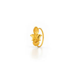 22K Gold Ornate Paisley Hoop Nose Pin