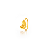22K Gold Swirled Leaf Hoop Nose Pin