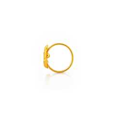 22K Gold Swirled Leaf Hoop Nose Pin