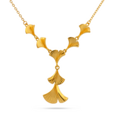 22k Gold Leaf Fan Drop Necklace