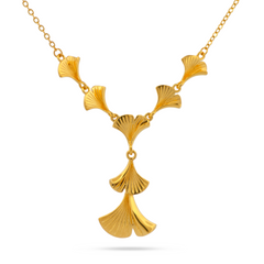 22k Gold Leaf Fan Drop Necklace
