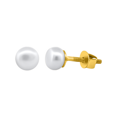 22K Gold White Pearl Earrings