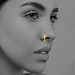 22K Gold Drop Dangle Hoop Nose Pin
