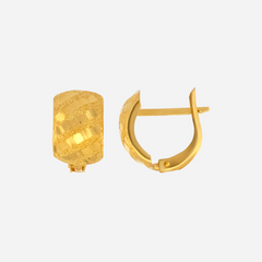 22K Gold Diagonal Diamond-Cut Clip-On Earrings