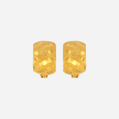 22K Gold Diagonal Diamond-Cut Clip-On Earrings