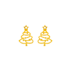 22K Gold Christmas Tree Earrings