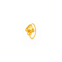 22K Gold Matte Hearted Hoop Nose Pin