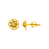 22K Gold Meenakari Blossom Stud Earrings