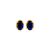 22K Gold Blue Oval Earrings