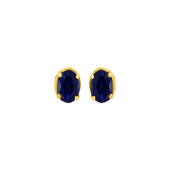 22K Gold Blue Oval Earrings