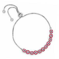 Silver Red Evil Eye Bracelet