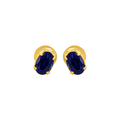 22K Gold Blue Oval Earrings