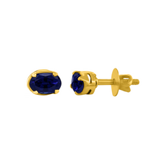 22K Gold Blue Oval Earrings