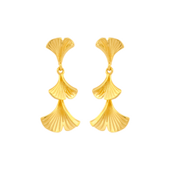 22K Gold Leaf Layered Drop Earrings
