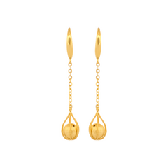 22K Gold Minimalist Teardrop Chain Earrings