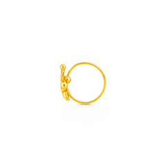 22K Gold Floral Medallion Hoop Nose Pin