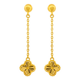 22K Gold Clover Chain Drop Earrings