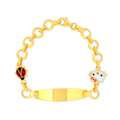 22K Gold Ladybug & Kitty Baby Bracelet