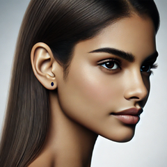 22K Gold Blue Oval Earrings