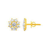 22K Gold Luminous Floral Stud Earrings
