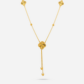 22k Gold Clover Tassel Drop Necklace