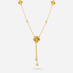 22k Gold Clover Tassel Drop Necklace