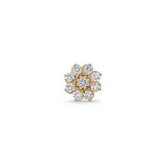 18K Gold Diamond Floral Cluster Nose Pin