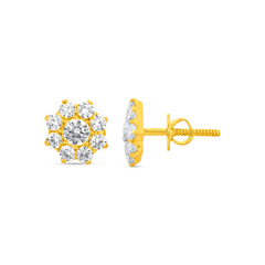 22K Gold Luminous Floral Stud Earrings