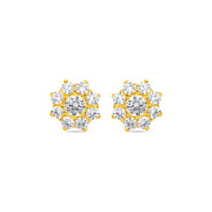 22K Gold Luminous Floral Stud Earrings
