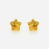 22K Gold Petal Floral Star Stud Earrings