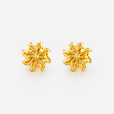 22K Gold Layered Floral Starburst Stud Earrings