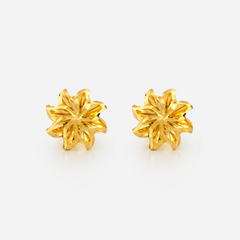 22K Gold Layered Floral Starburst Stud Earrings