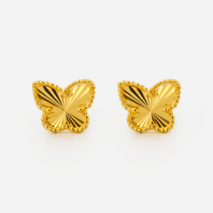 22K Gold Diamond-Cut Butterfly Stud Earrings