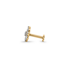 18K Gold Diamond Floral Cluster Nose Pin