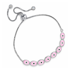 Silver Pick Evil Eye Bracelet