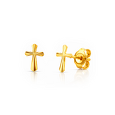 22K Gold Cross Stud Earrings
