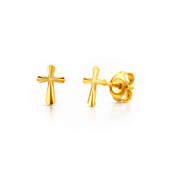 22K Gold Cross Stud Earrings