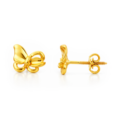22K Gold Butterfly Knot Stud Earrings