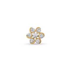 18K Gold Diamond Swirl Flower Nose Pin