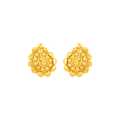 22K Gold Antique Textured Stud Earrings