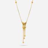 22k Gold Butterfly Tassel Drop Necklace