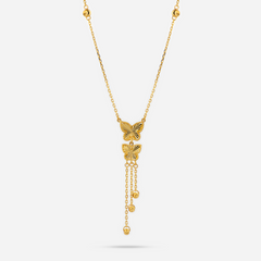 22k Gold Butterfly Tassel Drop Necklace