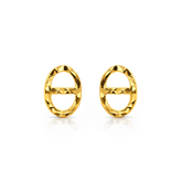 22K Gold Oval Link Stud Earrings