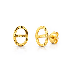 22K Gold Oval Link Stud Earrings