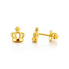 22K Gold Crown Stud Earrings