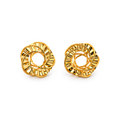 22K Gold Spiral Hollow Flower Earrings