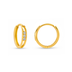 22K Gold CZ Huggie Hoop Earrings